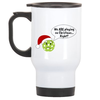 Fun Pickleball | Pickleball Christmas | Pickleball Holiday | Great Pickleball Stainless Steel Travel Mug