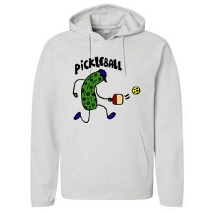 Funny Pickle Playing Pickleball Performance Fleece Hoodie