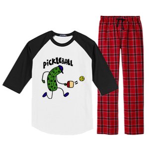 Funny Pickle Playing Pickleball Raglan Sleeve Pajama Set