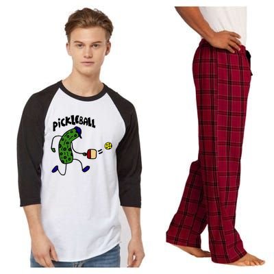 Funny Pickle Playing Pickleball Raglan Sleeve Pajama Set