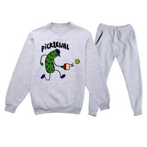 Funny Pickle Playing Pickleball Premium Crewneck Sweatsuit Set