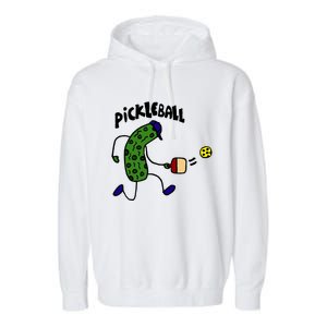 Funny Pickle Playing Pickleball Garment-Dyed Fleece Hoodie