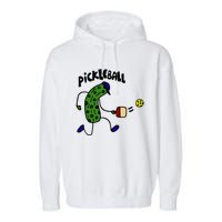 Funny Pickle Playing Pickleball Garment-Dyed Fleece Hoodie