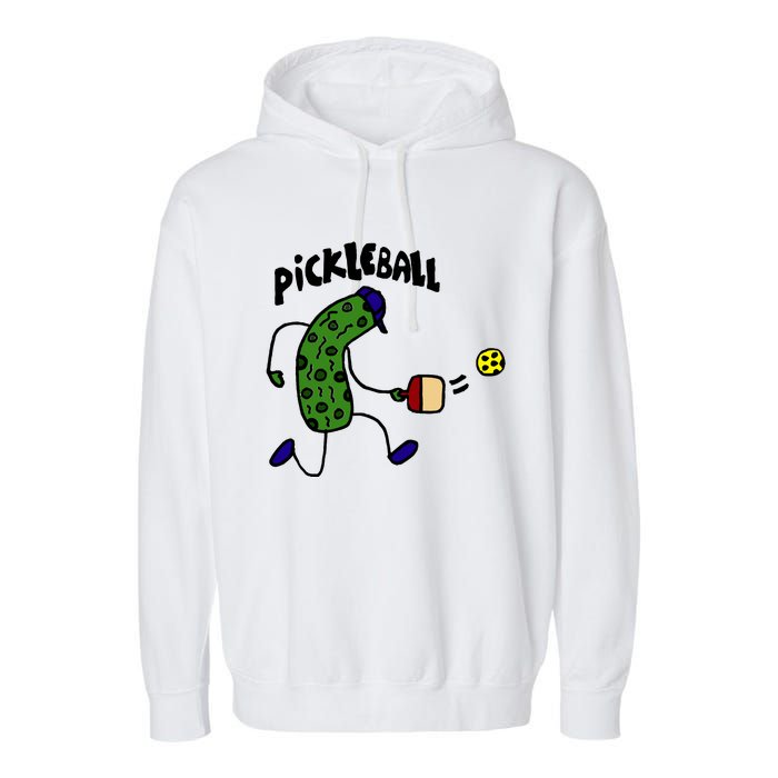 Funny Pickle Playing Pickleball Garment-Dyed Fleece Hoodie