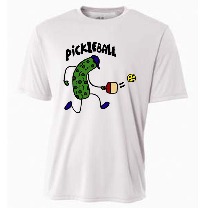 Funny Pickle Playing Pickleball Cooling Performance Crew T-Shirt