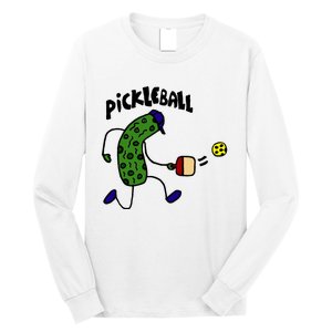 Funny Pickle Playing Pickleball Long Sleeve Shirt