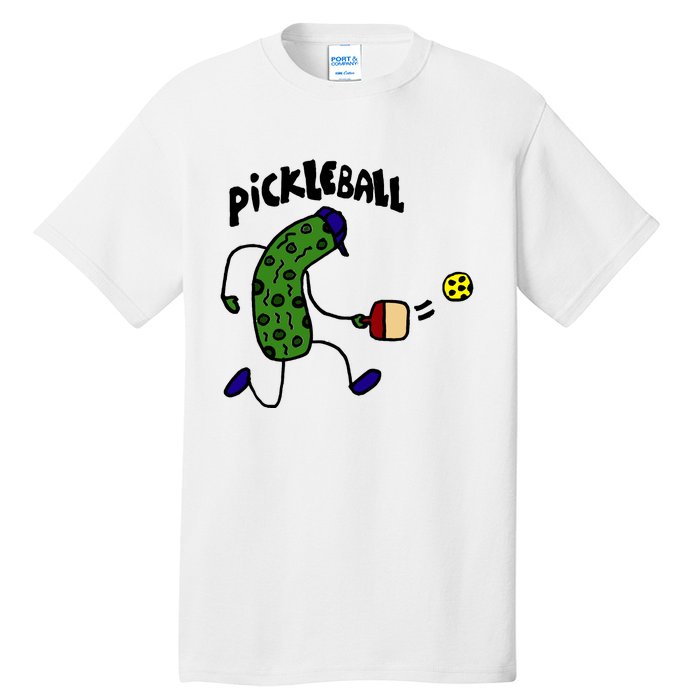 Funny Pickle Playing Pickleball Tall T-Shirt