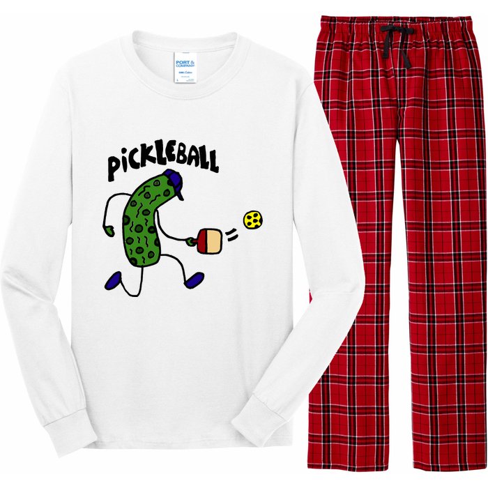 Funny Pickle Playing Pickleball Long Sleeve Pajama Set