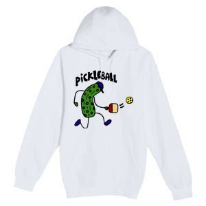 Funny Pickle Playing Pickleball Premium Pullover Hoodie