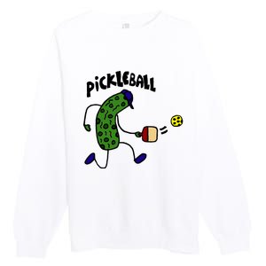 Funny Pickle Playing Pickleball Premium Crewneck Sweatshirt