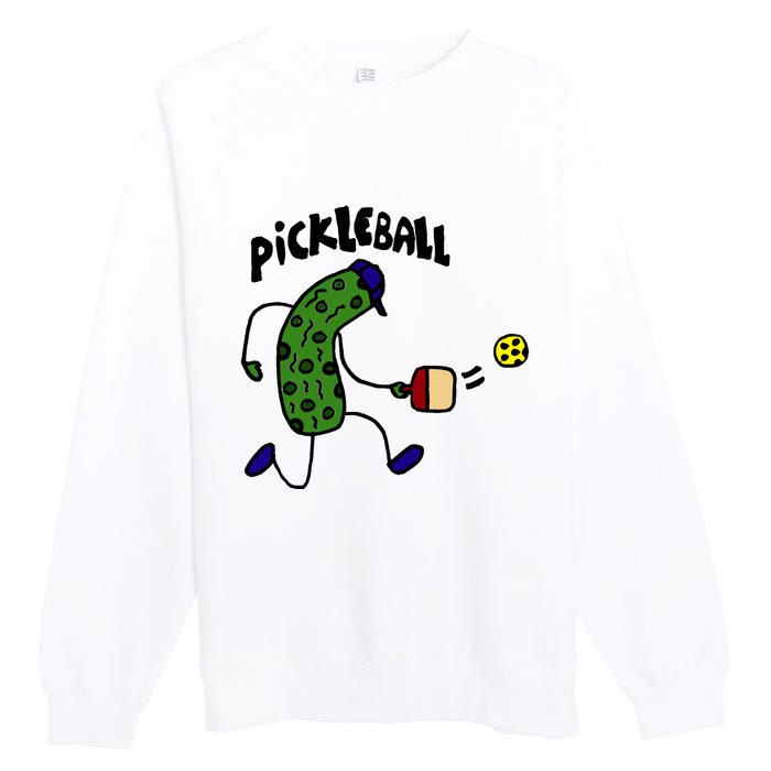 Funny Pickle Playing Pickleball Premium Crewneck Sweatshirt