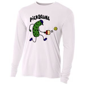 Funny Pickle Playing Pickleball Cooling Performance Long Sleeve Crew