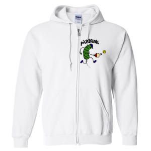 Funny Pickle Playing Pickleball Full Zip Hoodie