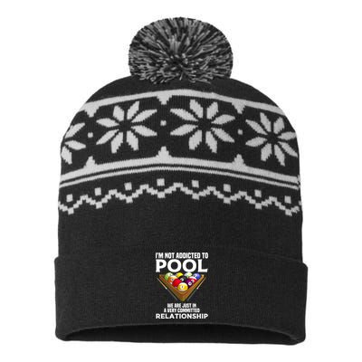 Funny Pool Player Gift For Men Cool Addicted To Billiards Funny Gift USA-Made Snowflake Beanie