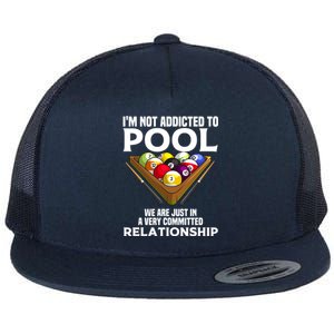 Funny Pool Player Gift For Men Cool Addicted To Billiards Funny Gift Flat Bill Trucker Hat