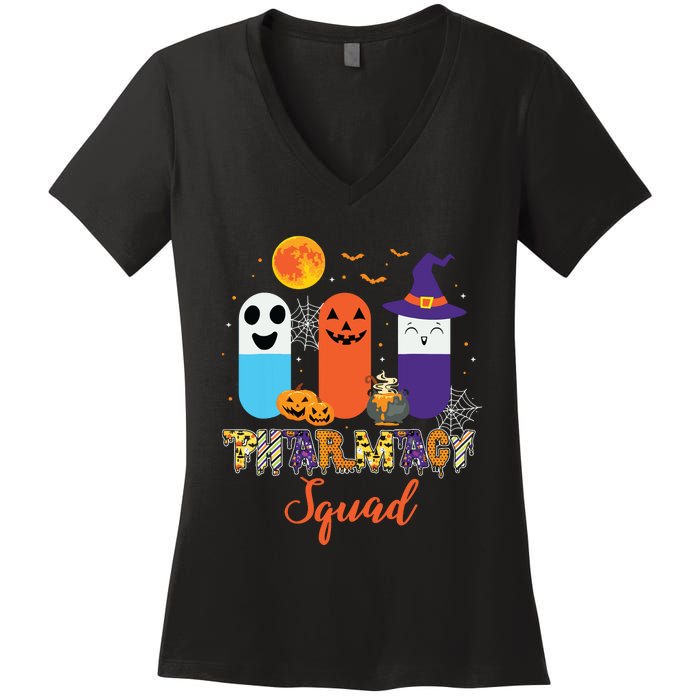 Funny Pills Pharmacy Pharmacist Squad Halloween Costume Women's V-Neck T-Shirt