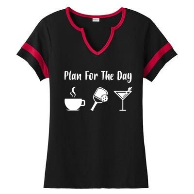 Funny Pickleball Plan For The Day Pickleball Coffee Martini Gift Ladies Halftime Notch Neck Tee