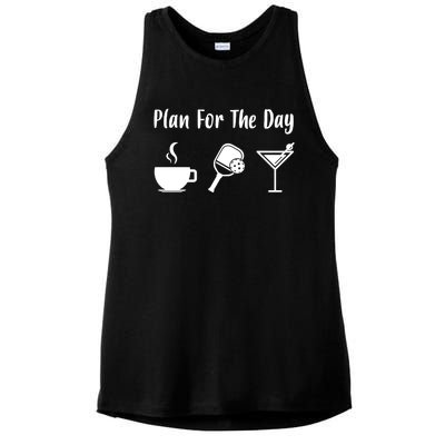 Funny Pickleball Plan For The Day Pickleball Coffee Martini Gift Ladies PosiCharge Tri-Blend Wicking Tank