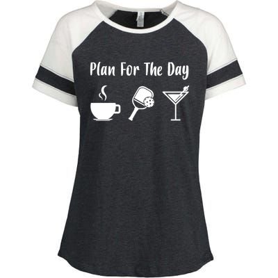 Funny Pickleball Plan For The Day Pickleball Coffee Martini Gift Enza Ladies Jersey Colorblock Tee