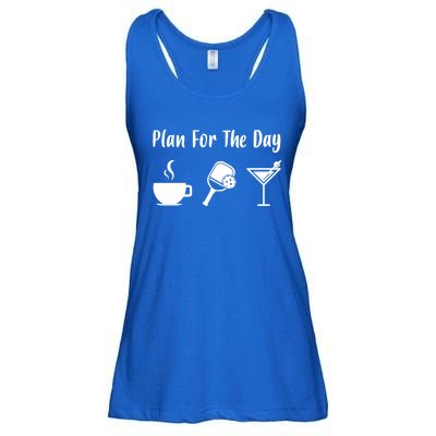 Funny Pickleball Plan For The Day Pickleball Coffee Martini Gift Ladies Essential Flowy Tank