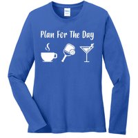 Funny Pickleball Plan For The Day Pickleball Coffee Martini Gift Ladies Long Sleeve Shirt