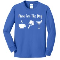 Funny Pickleball Plan For The Day Pickleball Coffee Martini Gift Kids Long Sleeve Shirt