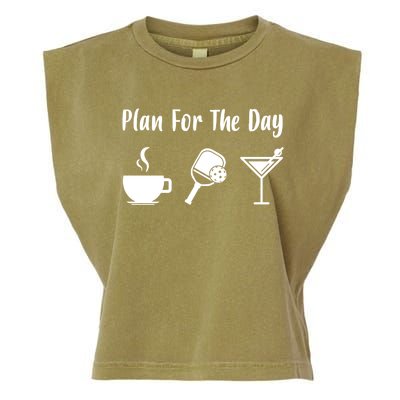 Funny Pickleball Plan For The Day Pickleball Coffee Martini Gift Garment-Dyed Women's Muscle Tee