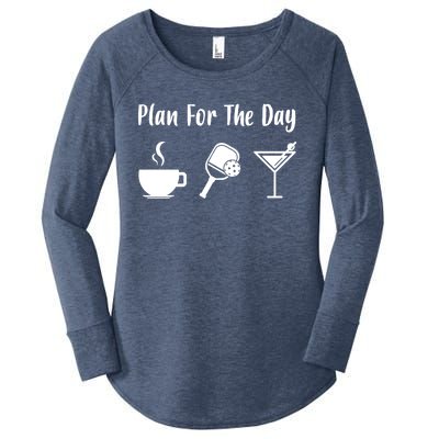 Funny Pickleball Plan For The Day Pickleball Coffee Martini Gift Women's Perfect Tri Tunic Long Sleeve Shirt