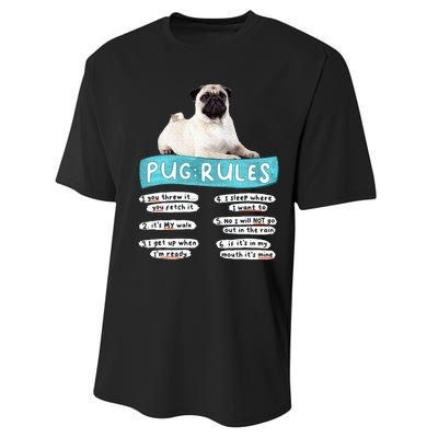 Funny Pug Pug Rules Pug Lover Pug Owner Performance Sprint T-Shirt