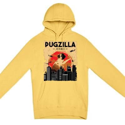 Funny Pug Pugzilla Funny Dog Pug Lover Pug Owner Pug Premium Pullover Hoodie