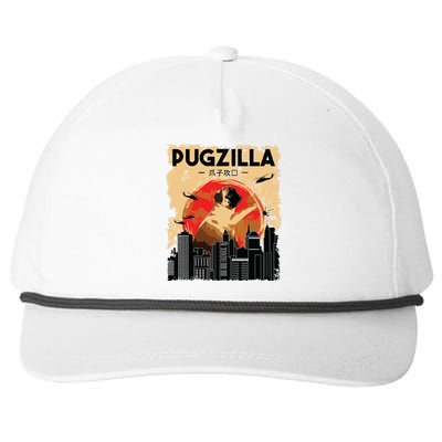 Funny Pug Pugzilla Funny Dog Pug Lover Pug Owner Pug Snapback Five-Panel Rope Hat