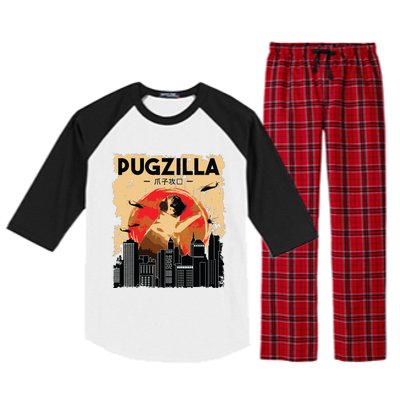 Funny Pug Pugzilla Funny Dog Pug Lover Pug Owner Pug Raglan Sleeve Pajama Set