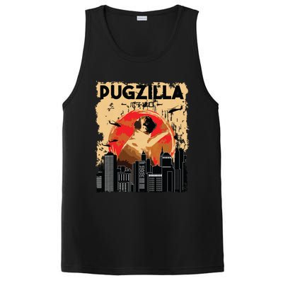 Funny Pug Pugzilla Funny Dog Pug Lover Pug Owner Pug PosiCharge Competitor Tank