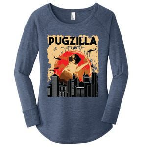 Funny Pug Pugzilla Funny Dog Pug Lover Pug Owner Pug Women's Perfect Tri Tunic Long Sleeve Shirt