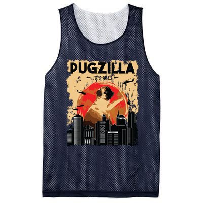 Funny Pug Pugzilla Funny Dog Pug Lover Pug Owner Pug Mesh Reversible Basketball Jersey Tank