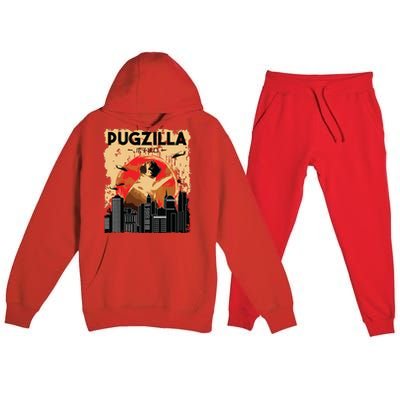 Funny Pug Pugzilla Funny Dog Pug Lover Pug Owner Pug Premium Hooded Sweatsuit Set