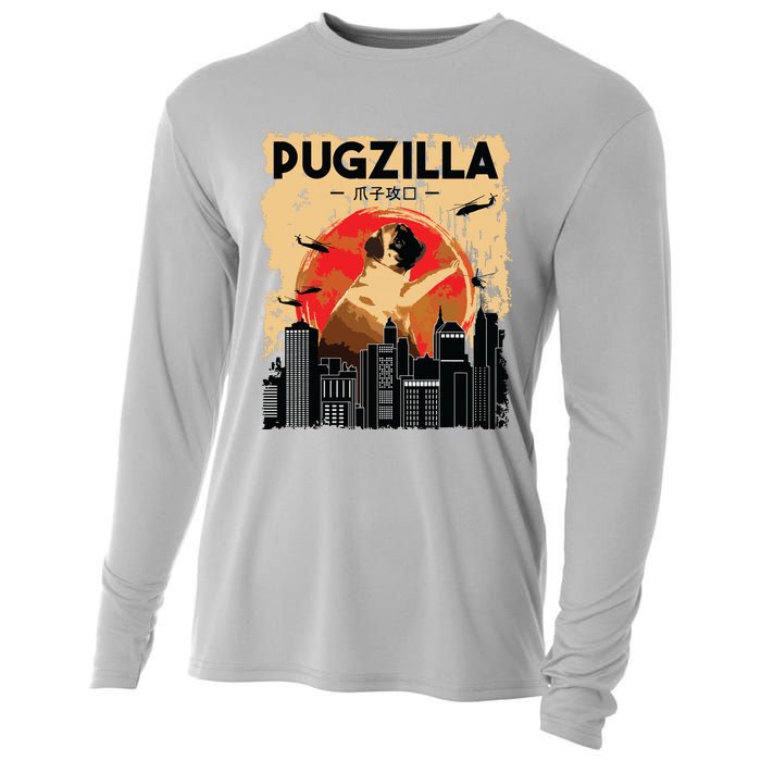 Funny Pug Pugzilla Funny Dog Pug Lover Pug Owner Pug Cooling Performance Long Sleeve Crew