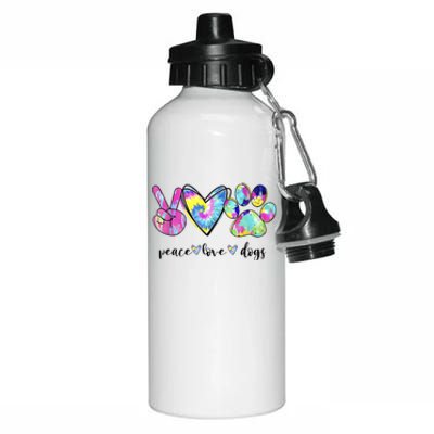 Funny Puppy Paw Dog Gift Peace Love Dogs Lover Gift Aluminum Water Bottle