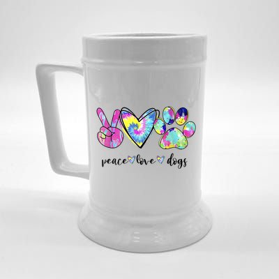 Funny Puppy Paw Dog Gift Peace Love Dogs Lover Gift Beer Stein