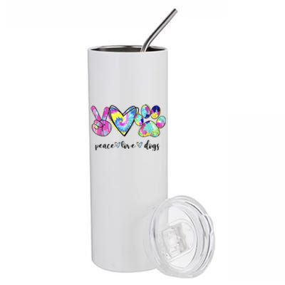 Funny Puppy Paw Dog Gift Peace Love Dogs Lover Gift Stainless Steel Tumbler