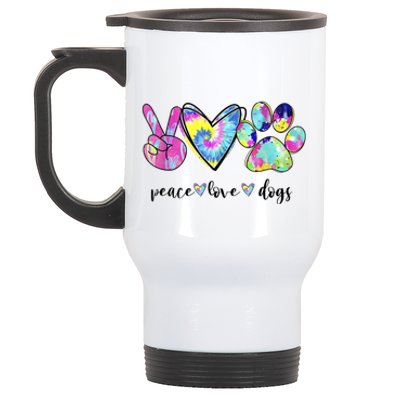 Funny Puppy Paw Dog Gift Peace Love Dogs Lover Gift Stainless Steel Travel Mug