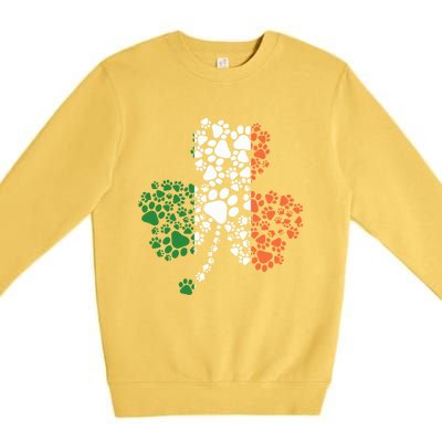 Funny Paw Print Dog Owner Lover St. Patricks Day Shamrock Premium Crewneck Sweatshirt