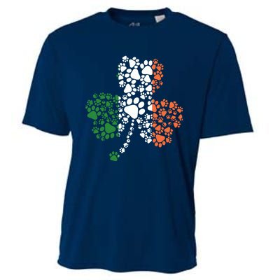 Funny Paw Print Dog Owner Lover St. Patricks Day Shamrock Cooling Performance Crew T-Shirt