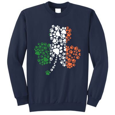 Funny Paw Print Dog Owner Lover St. Patricks Day Shamrock Sweatshirt