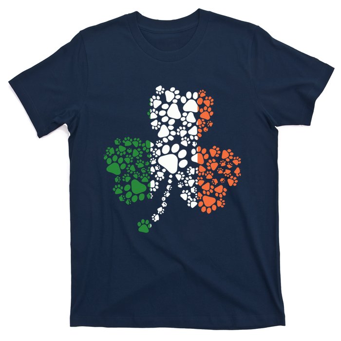 Funny Paw Print Dog Owner Lover St. Patricks Day Shamrock T-Shirt