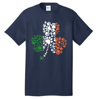 Funny Paw Print Dog Owner Lover St. Patricks Day Shamrock Tall T-Shirt