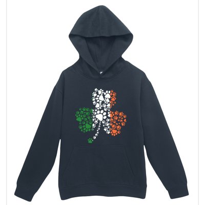 Funny Paw Print Dog Owner Lover St. Patricks Day Shamrock Urban Pullover Hoodie