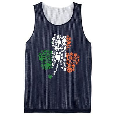 Funny Paw Print Dog Owner Lover St. Patricks Day Shamrock Mesh Reversible Basketball Jersey Tank