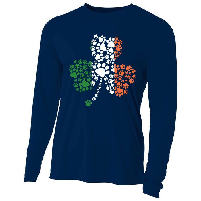 Funny Paw Print Dog Owner Lover St. Patricks Day Shamrock Cooling Performance Long Sleeve Crew