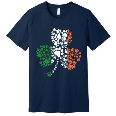 Funny Paw Print Dog Owner Lover St. Patricks Day Shamrock Premium T-Shirt